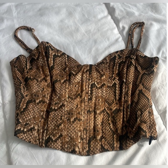 ZARA ANIMAL PRINT BUSTIER SPAGHETTI STRAP CROP TOP XS - Picture 4 of 11